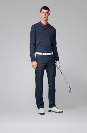 Koszulki Polo BOSS Slim Fit Golf Ciemny Niebieskie Męskie (Pl67993)